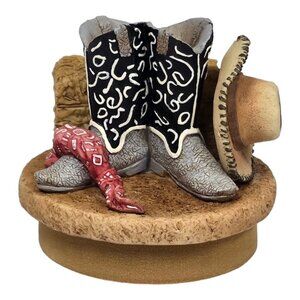 Vintage Our America Gift Cowboy Boots Candle Topper Western Themed Home Decor